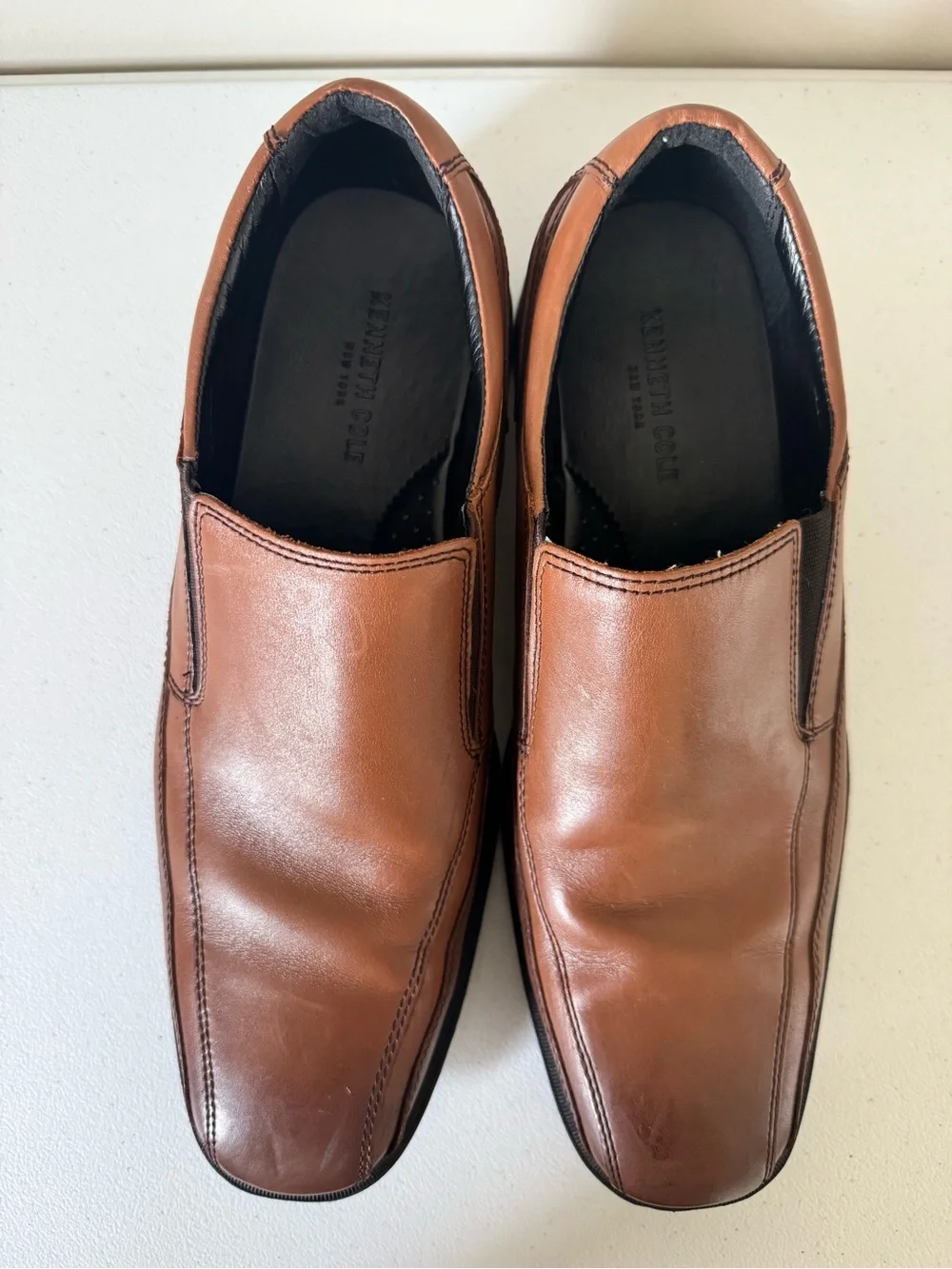 Kenneth Cole Men's Len Brown Leather Slip-On Loafers size 11